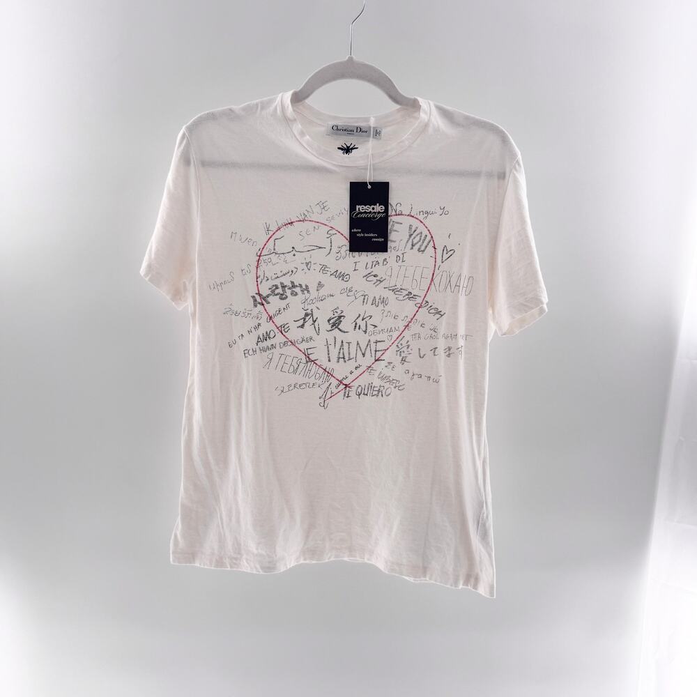 Christian Dior Dioramour Graffiti Heart "I Love You" Graphic T-Shirt White Large